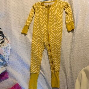 Yellow and White Chevron Baby Onesie